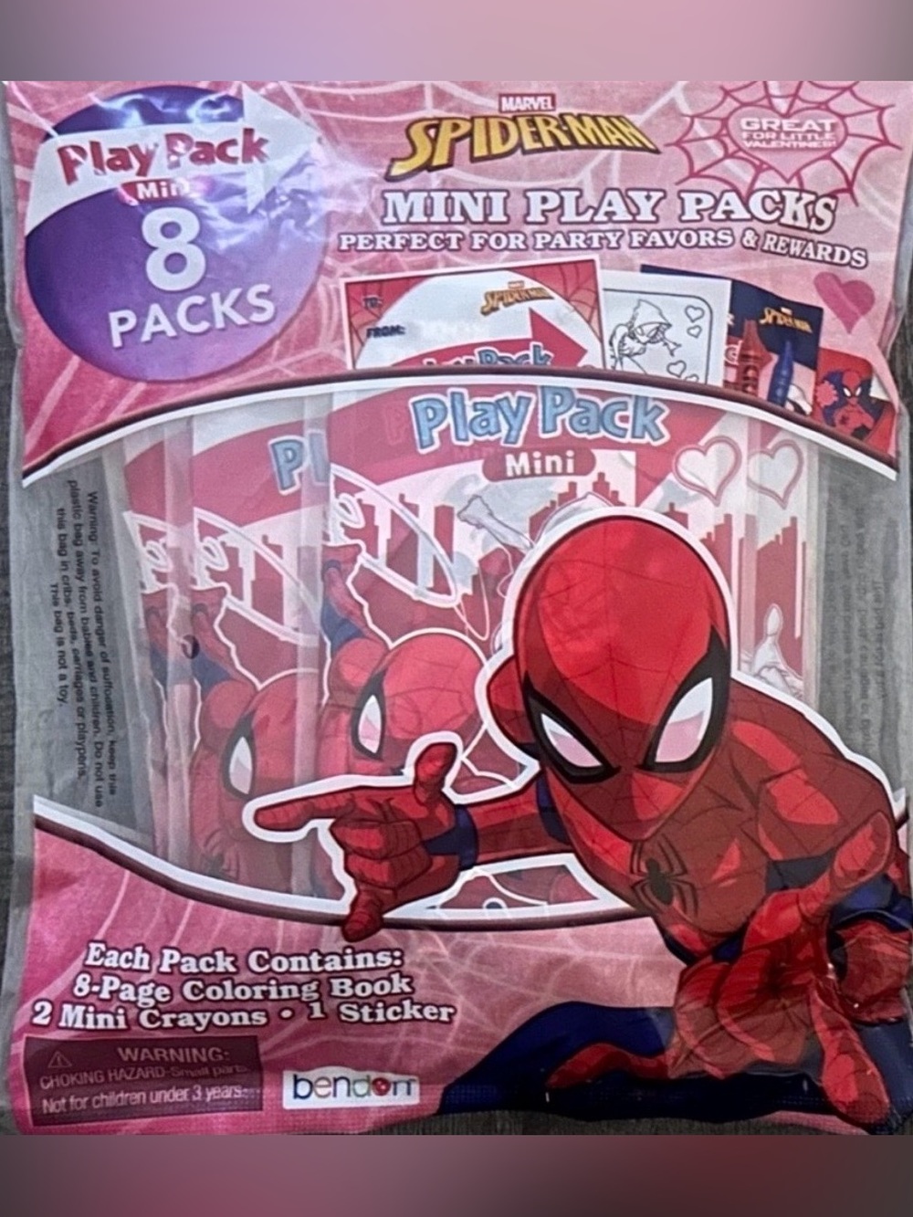 💞 New Pack of 8 Marvel Spider-Man Mini Coloring Play Pack Party Favors